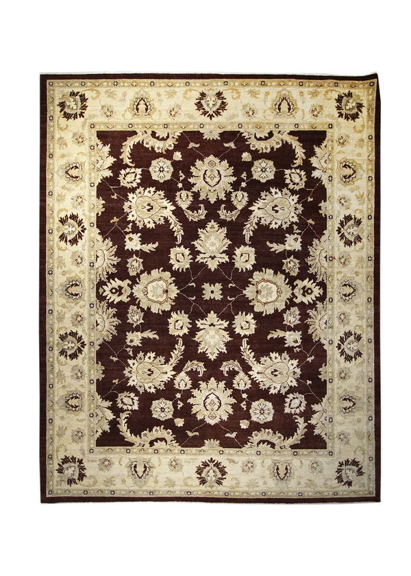 Oriental Rug Pakistani Handmade Area Transitional 8'0"x10'0" (8x10) Red Whites/Beige Antique Washed Floral Oushak Design #A17672
