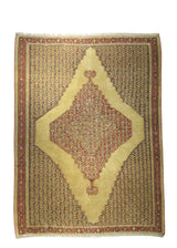 Persian Rug Sirjan Handmade Area Tribal 8'7"x11'5" (9x11) Yellow/Gold Red Kilim Geometric Design #A17790