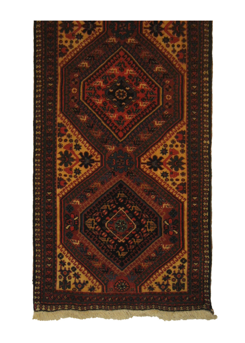 Persian Rug Yalameh Handmade Runner Tribal 2'1"x4'10" (2x5) Whites/Beige Red Geometric Design #A17805