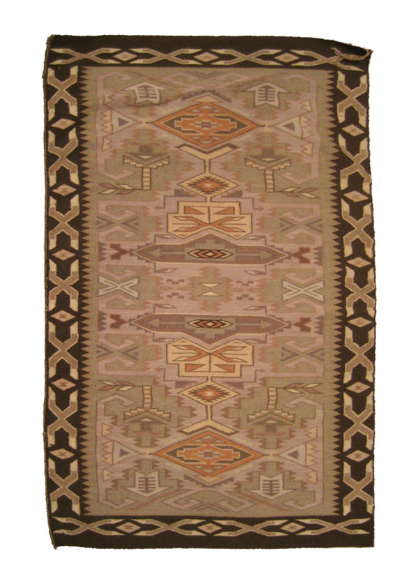 Native American Rug Navajo Handmade Area Tribal 3'0"x5'0" (3x5) Purple Brown Geometric Design #A17848