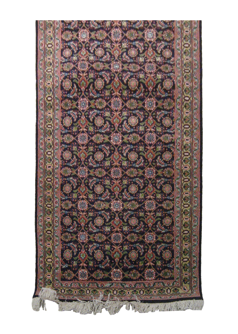 Persian Rug Tabriz Handmade Runner Traditional 2'2"x4'9" (2x5) Blue Green Floral Mahi Fish Design #A17857