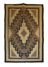 Native American Rug Navajo Handmade Area Tribal Antique 3'6"x5'9" (4x6) Brown Whites/Beige Black Geometric Design #A17899