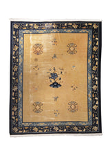 Oriental Rug Chinese Handmade Area Traditional Antique 7'11"x9'7" (8x10) Whites/Beige Blue Floral Design #A18103