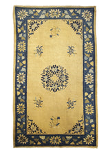 Oriental Rug Chinese Handmade Area Traditional Antique 4'1"x6'9" (4x7) Whites/Beige Blue Peking Floral Design #A18105