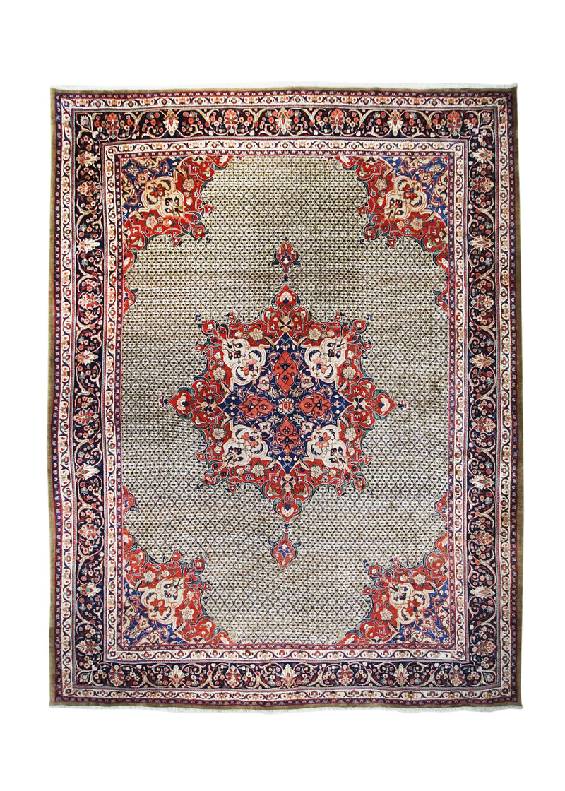Persian Rug Kolyaei Handmade Area Tribal 10'2"x13'3" (10x13) Whites/Beige Blue Red Geometric Design #A18129