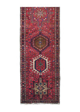 Persian Rug Gharajeh Handmade Runner Tribal 2'4"x9'9" (2x10) Red Blue Geometric Design #A18165
