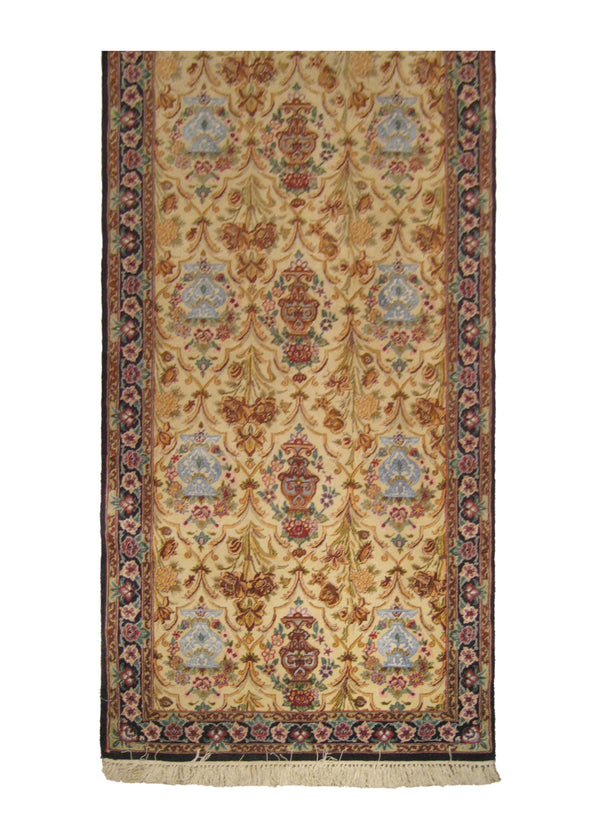 Persian Rug Isfahan Handmade Runner Traditional 2'6"x6'0" (3x6) Yellow/Gold Blue Floral Vase Design #A18179