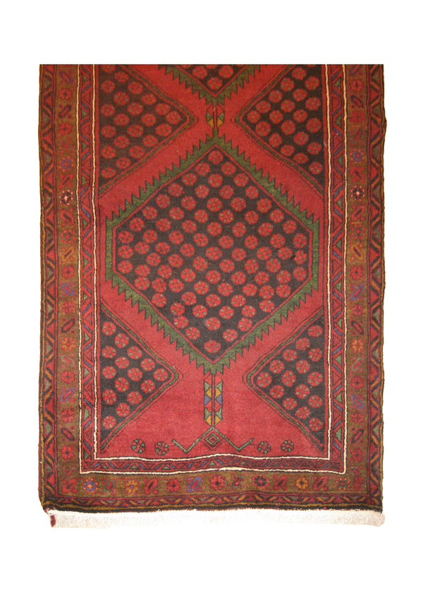 Persian Rug Azerbaijan Handmade Runner Tribal 3'10"x14'1" (4x14) Red Geometric Design #A18229