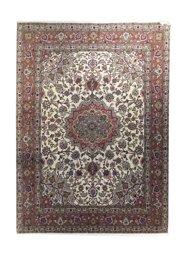 Persian Rug Tabriz Handmade Area Traditional 4'11"x6'8" (5x7) Whites/Beige Pink Floral Naghsh Design #A18231