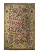 Oriental Rug Indian Handmade Area Transitional 6'2"x9'1" (6x9) Red Yellow/Gold Tea Washed Design #A18262