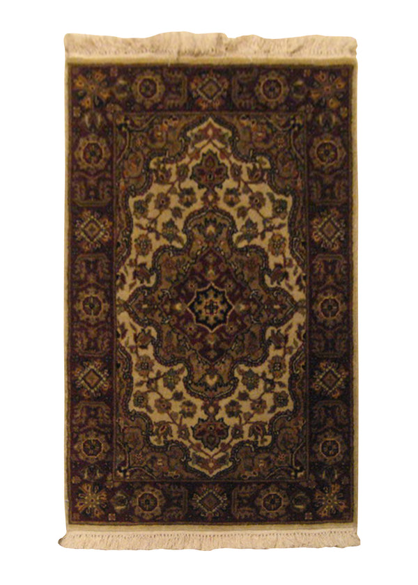 Oriental Rug Indian Handmade Area Transitional 2'0"x3'0" (2x3) Whites/Beige Red Tea Washed Design #A18353