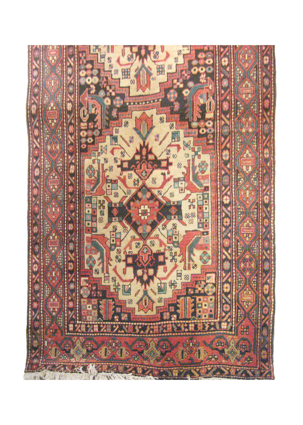 Persian Rug Azerbaijan Handmade Runner Tribal 3'8"x14'4" (4x14) Red Geometric Design #A18625