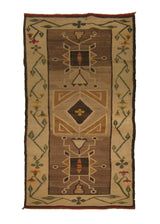 Native American Rug Navajo Handmade Runner Tribal Antique 2'2"x6'7" (2x7) Brown Whites/Beige Green Storm Geometric Design #A18734