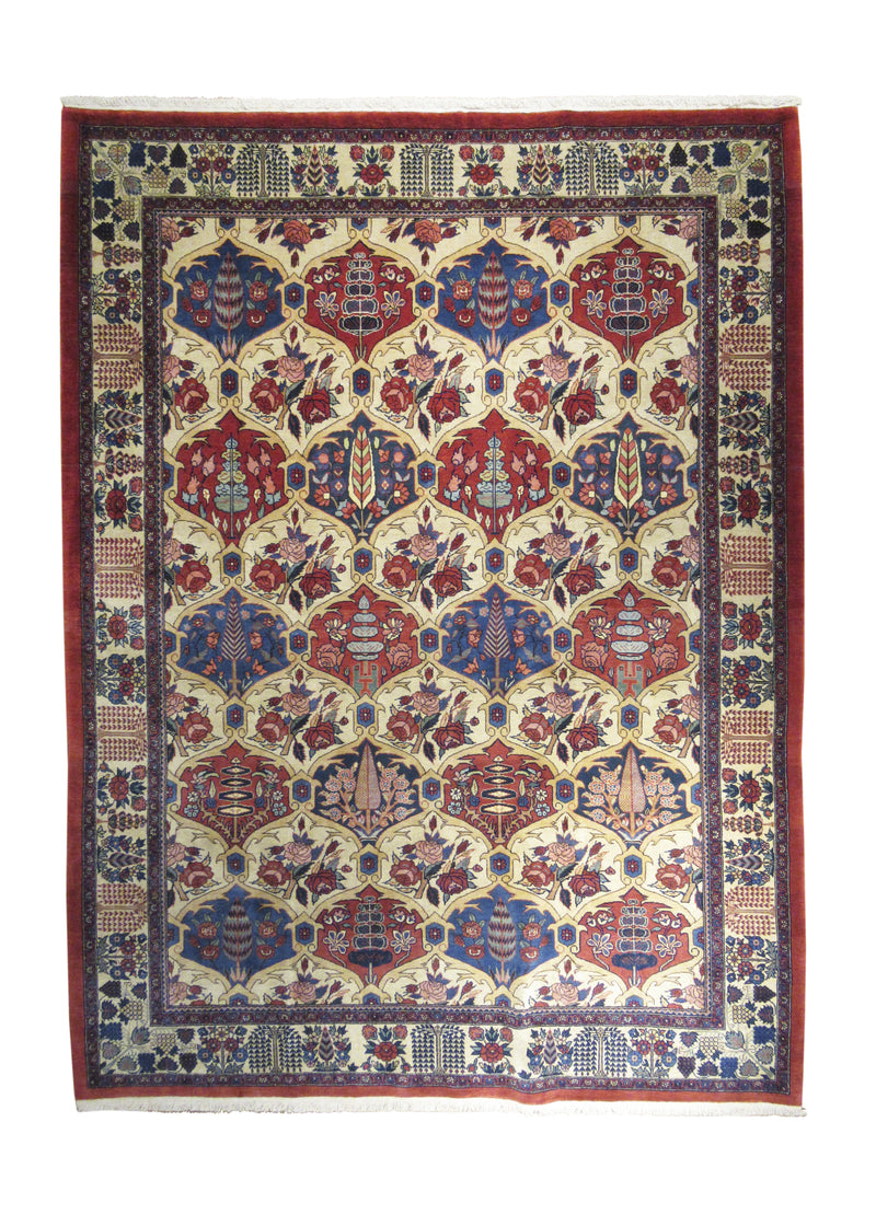 Persian Rug Bakhtiari Handmade Area Tribal 7'4"x9'6" (7x10) Whites/Beige Red Garden Design #A18759