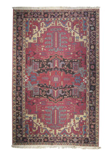 Oriental Rug Indian Handmade Area Transitional 5'5"x8'3" (5x8) Red Geometric Design #A18868