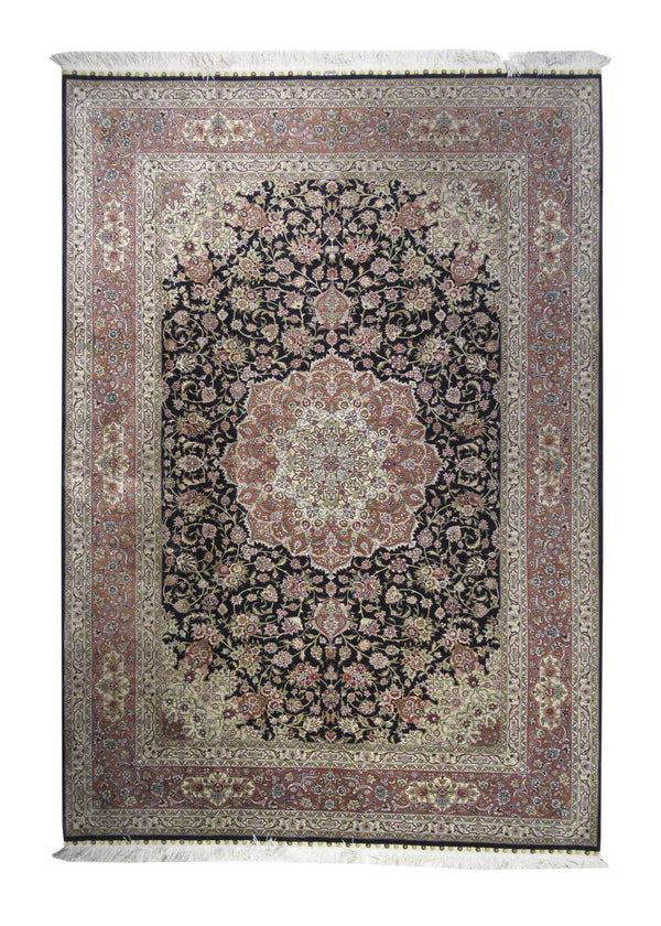 Oriental Rug Turkish Handmade Area Traditional 5'7"x8'1" (6x8) Blue Pink Floral Naghsh Design #A19055