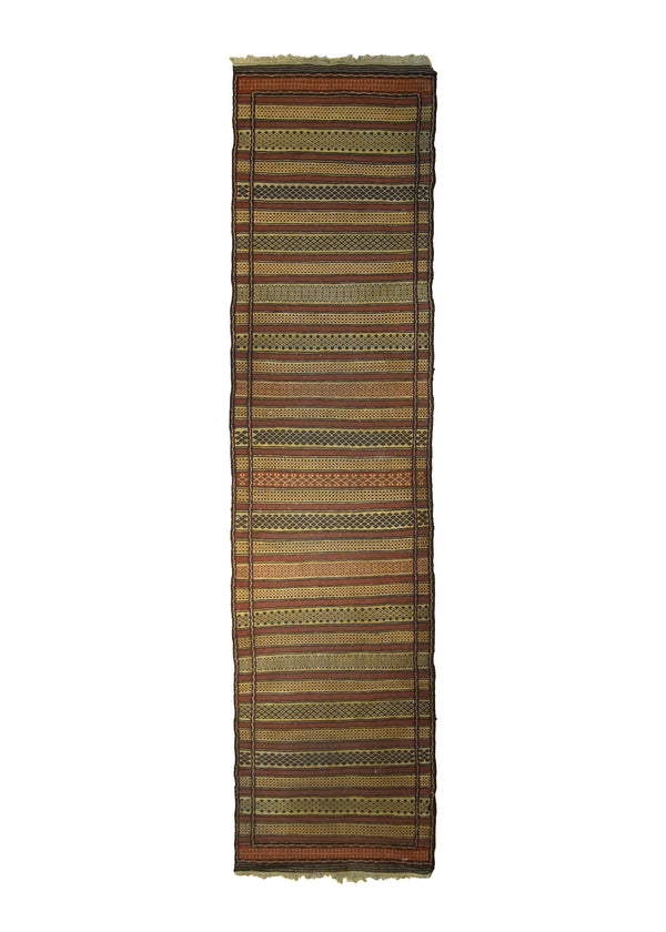 Persian Rug Afshar Handmade Runner Tribal 2'4"x9'6" (2x10) Multi-color Red Brown Kilim Geometric Design #A19244