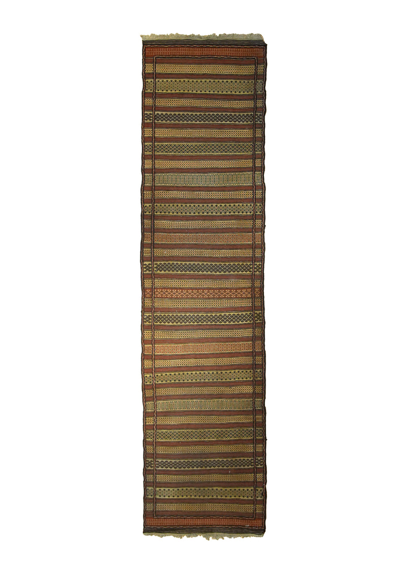 Persian Rug Afshar Handmade Runner Tribal 2'4"x9'6" (2x10) Multi-color Red Brown Kilim Geometric Design #A19244