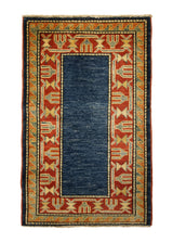 Oriental Rug Pakistani Handmade Area Transitional Tribal 2'1"x3'4" (2x3) Blue Red Ghazni Kazak Geometric Design #A19363