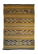 Native American Rug Navajo Handmade Area Tribal Antique 4'7"x7'1" (5x7) Multi-color Yellow/Gold Gray Geometric Design #A19466