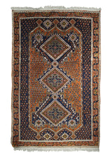 Persian Rug Afshar Handmade Area Tribal 4'0"x6'0" (4x6) Red Blue Geometric Design #A19502