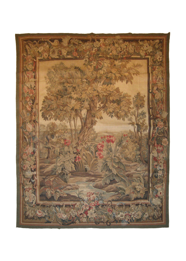 Oriental Rug Chinese Handmade Area Traditional 5'4"x7'1" (5x7) Whites/Beige Blue Red Tapestry Abousson Design #A19587