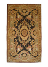 Oriental Rug Chinese Handmade Area Traditional 3'0"x5'0" (3x5) Black Green Yellow/Gold Tapestry Abousson Design #A19591