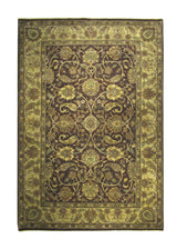 Oriental Rug Indian Handmade Area Transitional 6'3"x9'1" (6x9) Brown Yellow/Gold Tea Washed Design #A19669