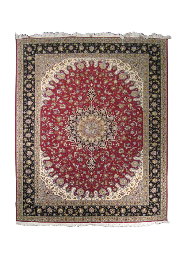Persian Rug Tabriz Handmade Area Traditional 8'4"x11'3" (8x11) Red Blue Naghsh Floral Design #A19681