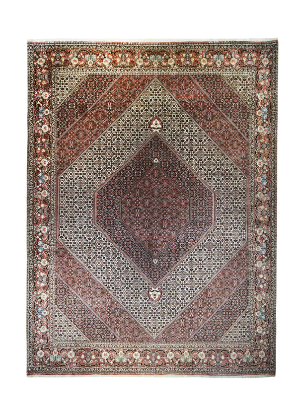 Persian Rug Bijar Handmade Area Traditional 10'0"x12'10" (10x13) Red Blue Herati Design #A19901