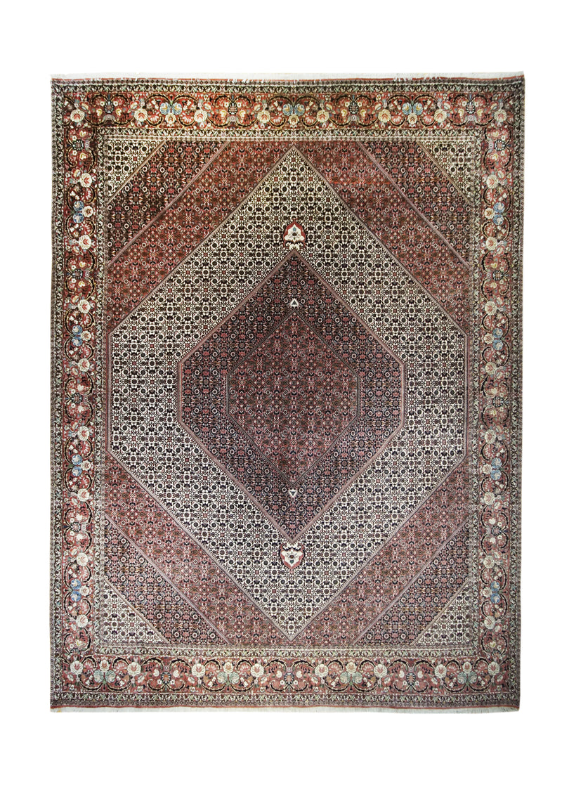 Persian Rug Bijar Handmade Area Traditional 10'0"x12'10" (10x13) Red Blue Herati Design #A19901