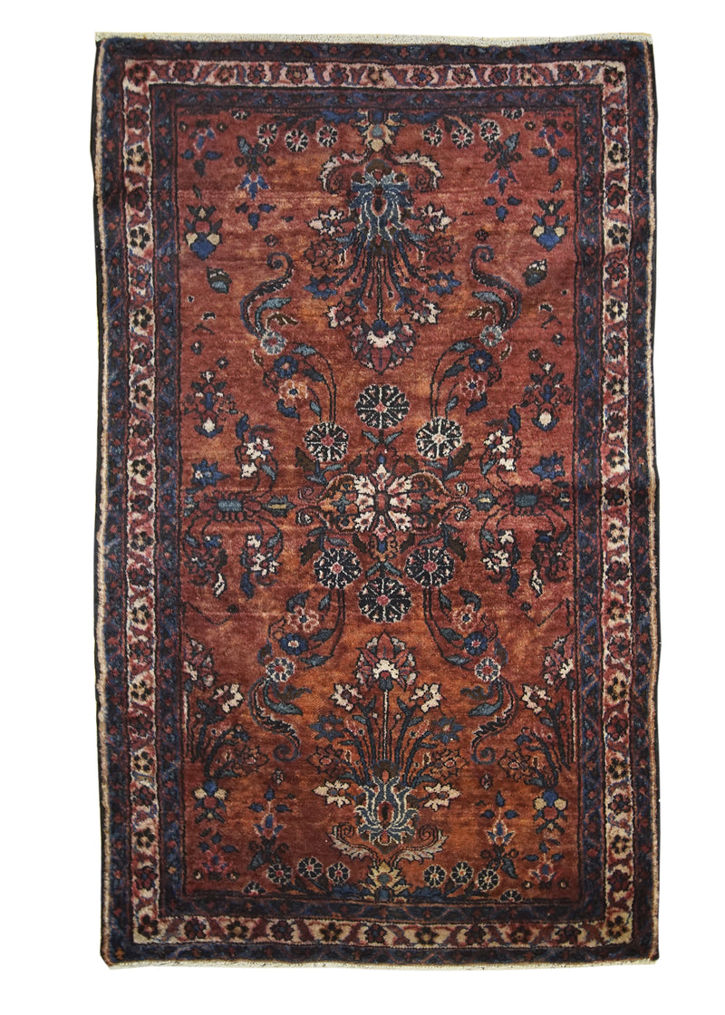 Persian Rug Lilihan Handmade Area Traditional Vintage 2'10"x4'11" (3x5) Red Blue Floral Design #A19962