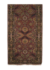 Oriental Rug Indian Handmade Runner Transitional 3'1"x8'1" (3x8) Red Black Tea Washed Design #A20097