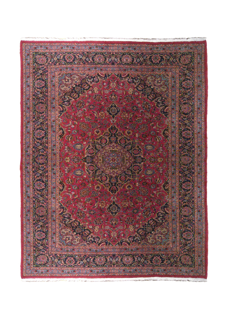 Persian Rug Mashhad Handmade Area Traditional 6'9"x9'5" (7x9) Red Blue Floral Design #A20195