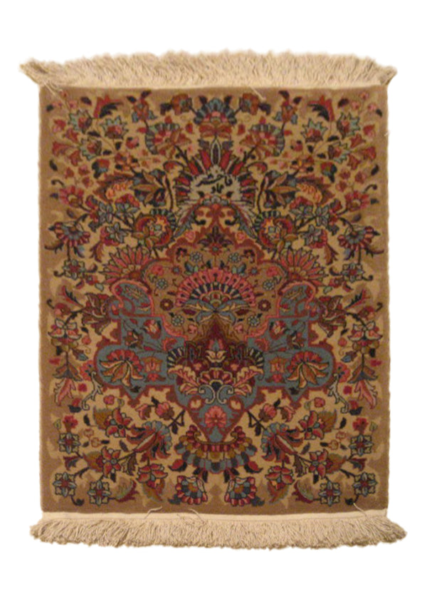 Persian Rug Tabriz Handmade Area Traditional 1'10"x2'8" (2x3) Whites/Beige Blue Tree of Life Design #A20198