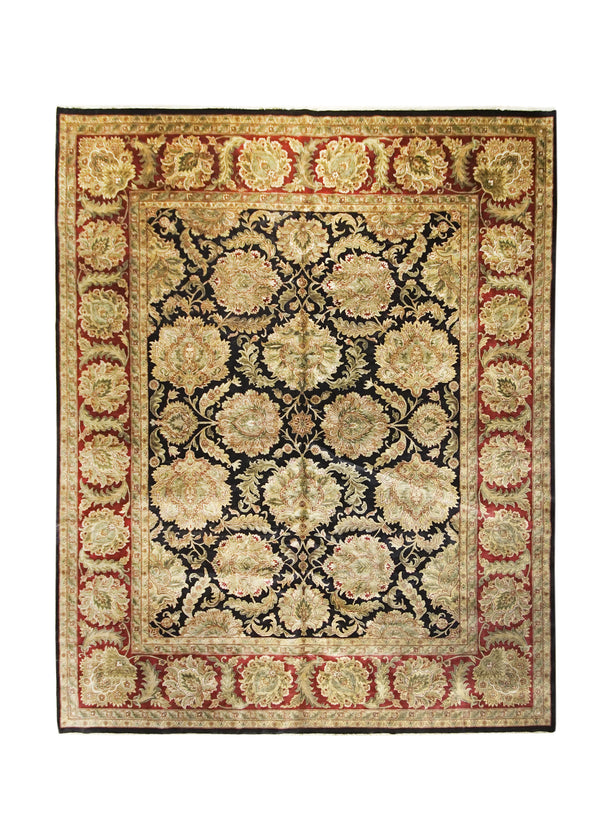 Oriental Rug Indian Handmade Area Transitional 12'0"x14'11" (12x15) Black Red Tea Washed Design #A20344