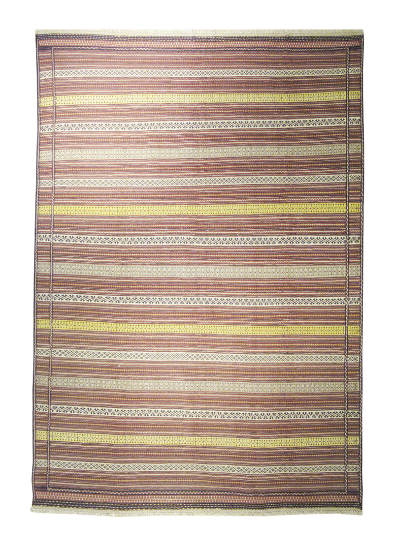 Persian Rug Quchan Handmade Area Tribal 7'7"x10'10" (8x11) Red Yellow/Gold Kilim Geometric Design #A20521