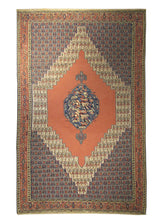 Persian Rug Senneh Handmade Area Tribal 6'10"x10'6" (7x11) Red Blue Kilim Geometric Design #A20530