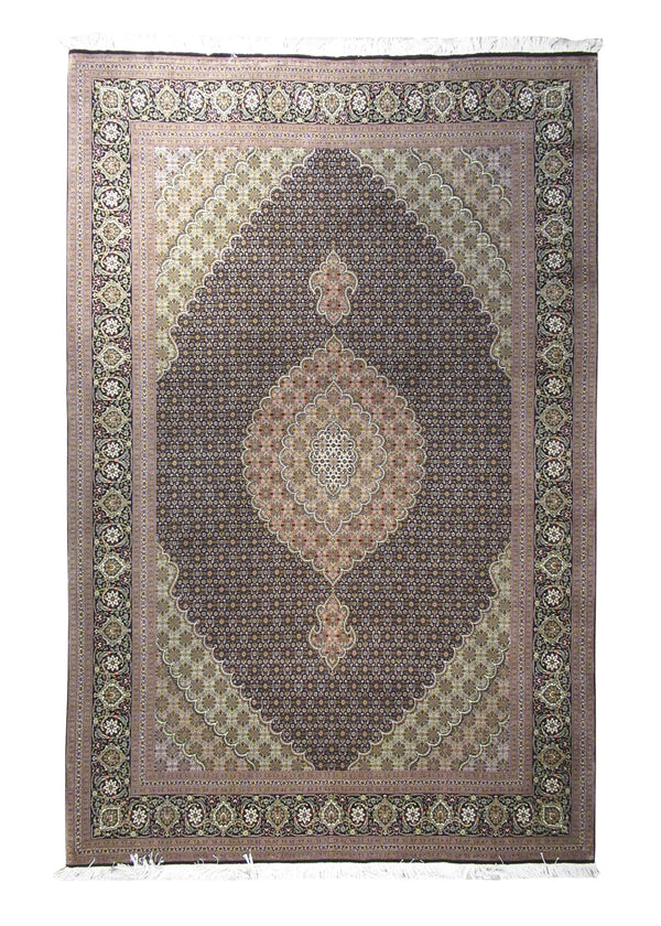 Persian Rug Tabriz Handmade Area Traditional 6'7"x10'0" (7x10) Blue Pink Mahi Fish Floral Design #A20542