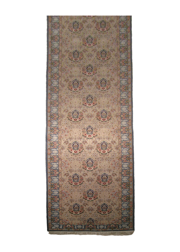 Persian Rug Isfahan Handmade Runner Traditional 2'9"x13'4" (3x13) Whites/Beige Blue Floral Design #A20637