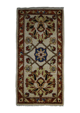 Oriental Rug Pakistani Handmade Area Transitional 1'8"x3'4" (2x3) Whites/Beige Red Antique Washed Oushak Floral Design #A20746