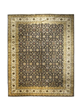 Oriental Rug Indian Handmade Area Transitional 11'10"x14'8" (12x15) Black Whites/Beige Floral Design #A20829