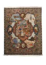 Persian Rug Tabriz Handmade Area Traditional 6'5"x9'5" (6x9) Blue Gray Red Floral Pictorial Design #A20834