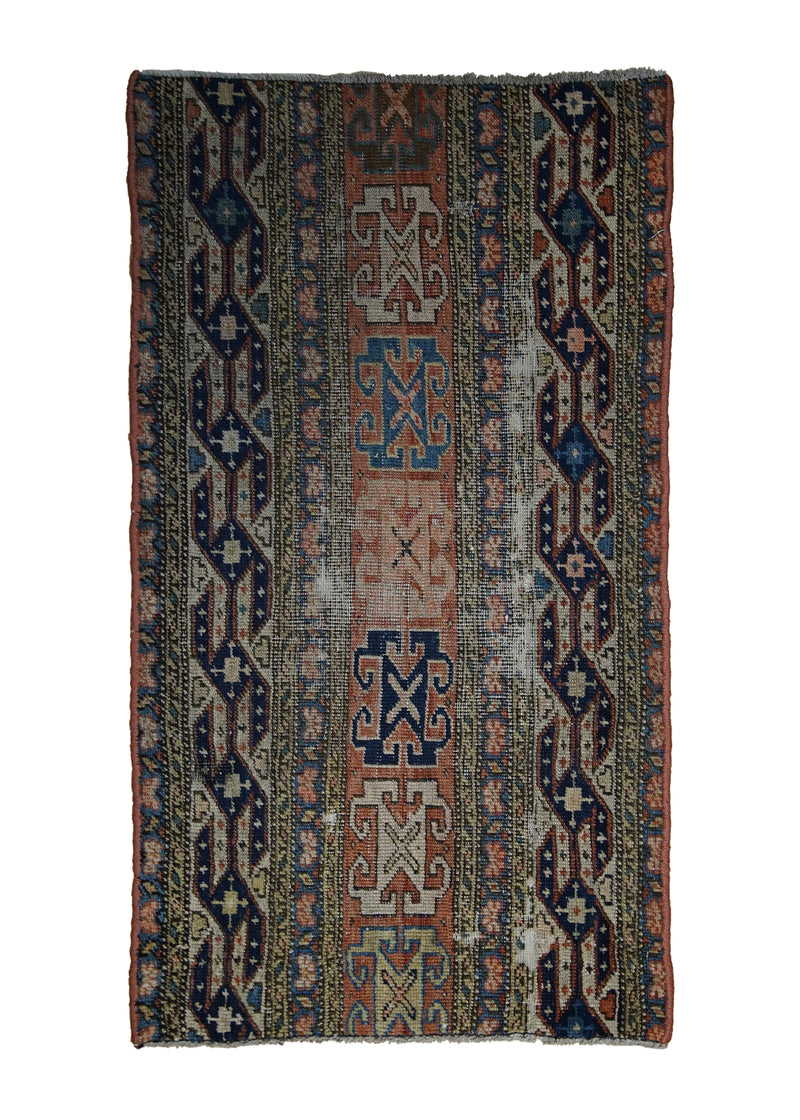 Persian Rug Serapi Handmade Area Tribal Antique 2'0"x3'6" (2x4) Red Blue Geometric Design #A20900