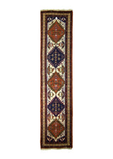 Persian Rug Azerbaijan Handmade Runner Tribal 2'4"x9'9" (2x10) Whites/Beige Red Orange Geometric Design #A20931