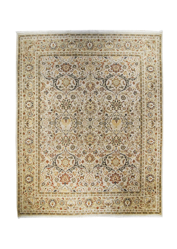 Oriental Rug Pakistani Handmade Area Transitional Neutral 8'0"x10'2" (8x10) Whites/Beige Antique Washed Oushak Floral Design #A21044