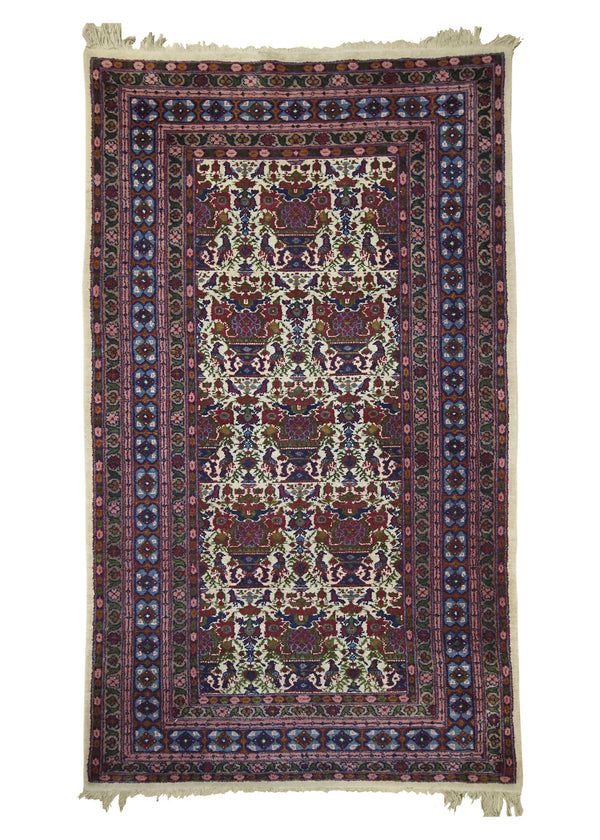 Oriental Rug Kashmiri Handmade Area Traditional 3'0"x5'1" (3x5) Whites/Beige Red Blue Floral Design #A21097