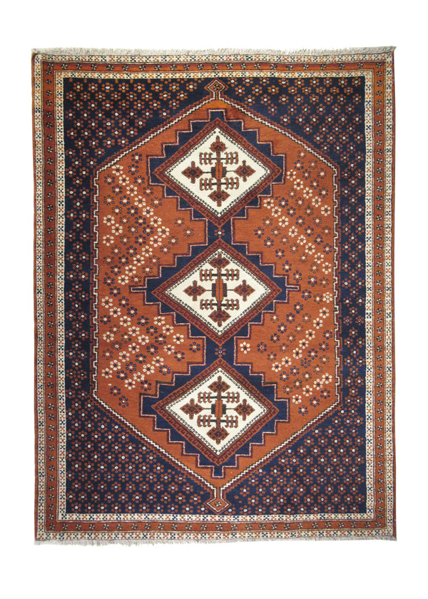 Persian Rug Afshar Handmade Area Tribal 5'3"x6'8" (5x7) Red Blue Geometric Design #A21144