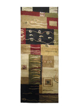Oriental Rug Indian Handmade Runner Modern 2'11"x9'7" (3x10) Multi-color Whites/Beige Black Art Deco Design #A21224