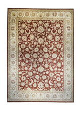 Oriental Rug Pakistani Handmade Area Transitional 10'1"x13'10" (10x14) Red Whites/Beige Antique Washed Oushak Floral Design #A21241